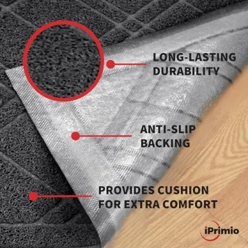 SlipToGrip Anti-Slip Door Mat - Stylish Black Plaid Rug