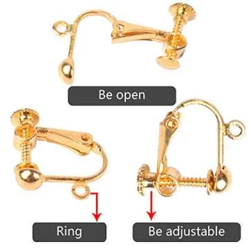 BronaGrand 24 Pieces Clip-on Earring Findings Components Screw Back Ear Wire Non Pierced Earring Converter with Loop for Jewelry Making, 4 Colors