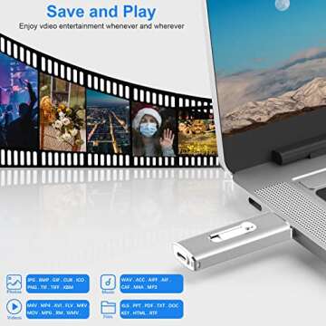 Vansuny USB C Flash Drive, 128GB USB 3.1 Super Speed SSD, 350MB/s Read/Write, Dual Drive, Silver