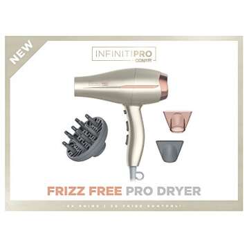 INFINITIPRO BY CONAIR Frizz Free Pro Hair Dryer ~ 2x the Shine - 3x the Frizz Control, Rose Gold