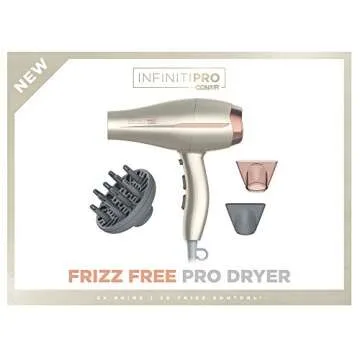 INFINITIPRO BY CONAIR Frizz Free Pro Hair Dryer ~ 2x the Shine - 3x the Frizz Control, Rose Gold