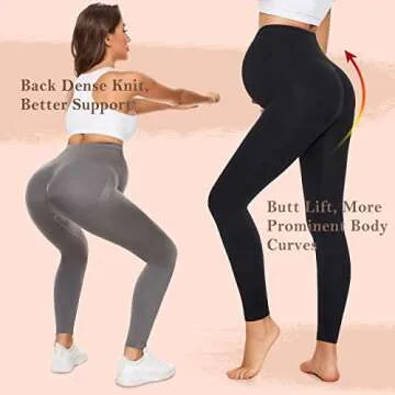 Maternity Leggings Over The Belly Butt Lift - Buttery Soft Non-See-Through Workout Pregnancy Leggings(2 Pack Black,Medium)