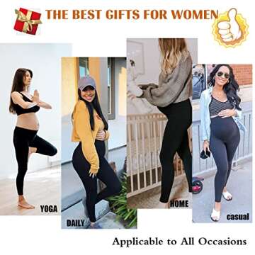 Maternity Leggings Over The Belly Butt Lift - Buttery Soft Non-See-Through Workout Pregnancy Leggings(2 Pack Black,Medium)