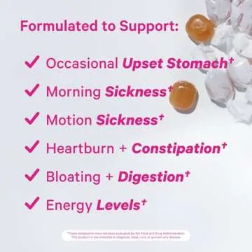 Pink Stork Morning Sickness Sweets, Organic Mango Ginger Candy with Vitamin B6 for Morning Sickness, Motion Sickness, Prenatal Heartburn - Pregnancy Must Haves - 30 Wrapped Drops