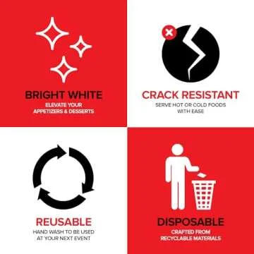 (6 Pcs) Premium White and Gold Plastic Serving Tray, Plastic Serving Platter Disposable, White Rectangle Party Trays and Platters for Fruit, Dessert, Cookies, Appetizers, Holiday Parties