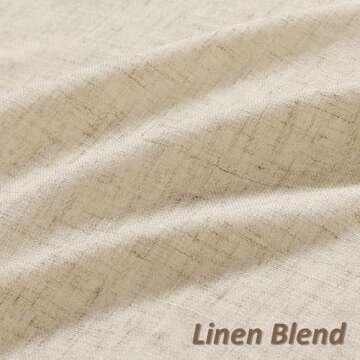 Guken Linen Curtains 102 Inch Length for Living Room Bedroom 2 Panels Set Rod Pocket Light Filtering Semi Sheer Window Curtains 52 Inch Width Boho Farmhouse Drapes Flax Beige Linen, W52xL102
