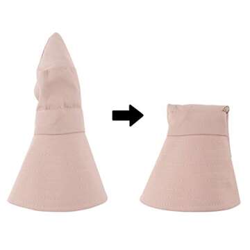 Muryobao Women Ponytail Summer Sun Hat Wide Brim UV Hats Floppy Bucket Cap for Safari Beach Fishing Gardening Pure Pink