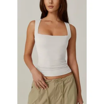 Stylish QINSEN Women’s Sleeveless Square Neck Top