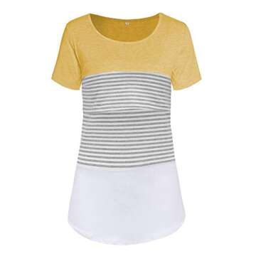Liu & Qu Maternity Nursing Short&Long Tops for Breastfeeding Covers Shirts for Women Yellow