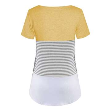 Liu & Qu Maternity Nursing Short&Long Tops for Breastfeeding Covers Shirts for Women Yellow