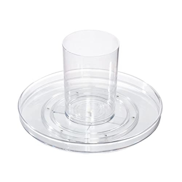 iDesign The Sarah Tanno Collection 11" Lazy Susan Spinning Cosmetic Organizer with Removable Cup, Clear/White