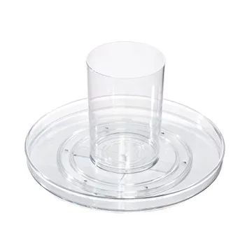 iDesign The Sarah Tanno Collection 11" Lazy Susan Spinning Cosmetic Organizer with Removable Cup, Clear/White