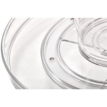 iDesign The Sarah Tanno Collection 11" Lazy Susan Spinning Cosmetic Organizer with Removable Cup, Clear/White