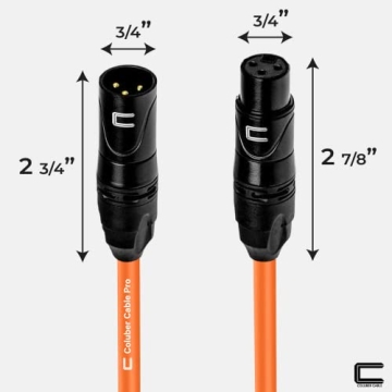 Balanced XLR Cable Male to Female - 0.5 Feet Orange for Pro Audio and Recording