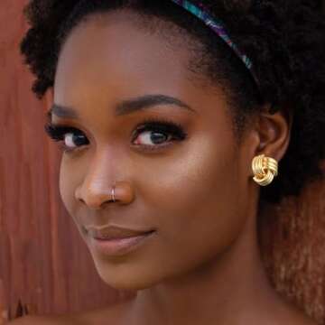 Trendy Gold Geometric Drop Dangle Earrings Chunky Gold Knot Statement Dangle Earrings for Women Long...