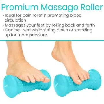Vive Massage Ball Set (4 Piece) - Foot Pain Hot Cold Therapy Kit - Plantar Fasciitis, Heel Spur, Sore Muscles, Trigger Point - Back, Arm, Neck, Shoulder, Leg Circulation Roller - PT Spike Massager