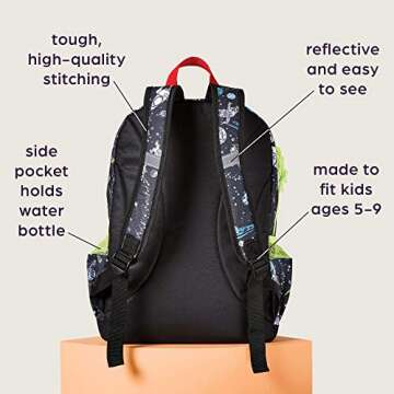 Highlights Space Backpack Set for Kids with Backpack, Lunch Box, Water Bottle and Pencil Case for Boys and Girls, Elementary School Kids, Ages 5-9