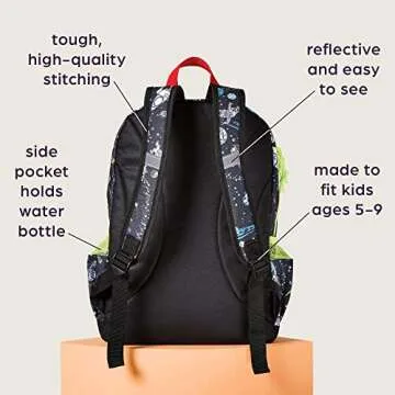 Highlights Space Backpack Set for Kids with Backpack, Lunch Box, Water Bottle and Pencil Case for Boys and Girls, Elementary School Kids, Ages 5-9