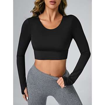 SHENHE Womens Backless Long Sleeve Top Sport Workout Yoga Crop Top T Shirt S Black