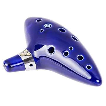 TOTMC Legend of Zelda Ocarina of Time Triforce Link 12 Hole Alto C Mediant Tone Ocarina Zelda Cosplay Ceramic Replica + Textbook