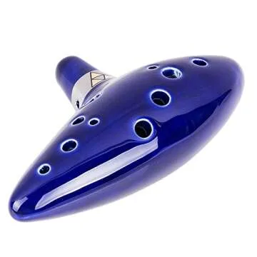 TOTMC Legend of Zelda Ocarina of Time Triforce Link 12 Hole Alto C Mediant Tone Ocarina Zelda Cosplay Ceramic Replica + Textbook