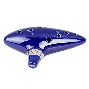 TOTMC Legend of Zelda Ocarina of Time Triforce Link 12 Hole Alto C Mediant Tone Ocarina Zelda Cosplay Ceramic Replica + Textbook
