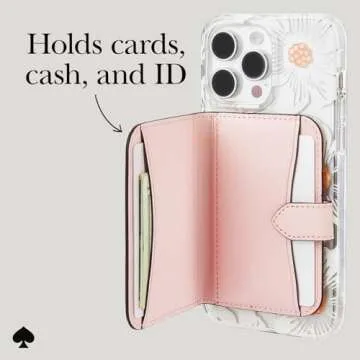 kate spade new york Morgan Magnetic Phone Wallet/Card Holder - Compatible with MagSafe Phones and Cases - Chalk Pink