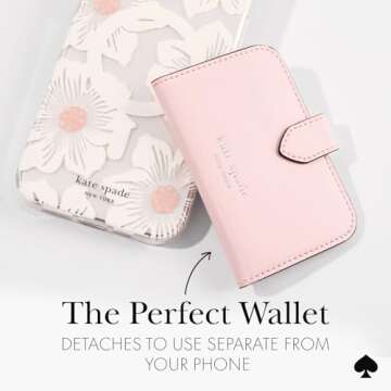 kate spade new york Morgan Magnetic Phone Wallet/Card Holder - Compatible with MagSafe Phones and Cases - Chalk Pink