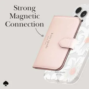 kate spade new york Morgan Magnetic Phone Wallet/Card Holder - Compatible with MagSafe Phones and Cases - Chalk Pink