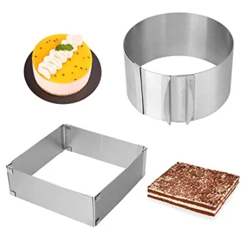 Meichu Adjustable Cake Ring 2 Pack: 6 to 12 Inch Stainless Steel Mousse Mold