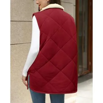 Zeagoo Puffer Vest for women Reversible Fleece Sherpa Vests Sleeveless Jacket Double Zip Up Long Fall Winter Warm Coats
