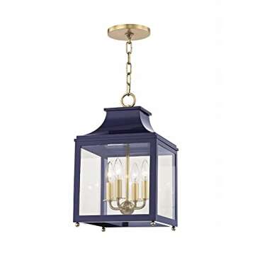 Bailey Street Home -Four Light Small Pendant in Style-11.5 inches Wide by 18.63 High Aged Brass Whit...