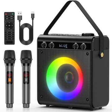 Ktrenv Karaoke Machine with Dual Wireless Mics