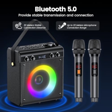 Ktrenv Karaoke Machine with Dual Wireless Mics