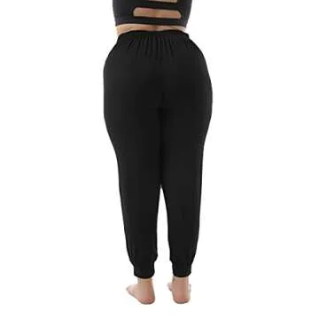 ZERDOCEAN Women's Plus Size Casual Lounge Pants Stretchy Relaxed Jogger Yoga Pants with Pockets