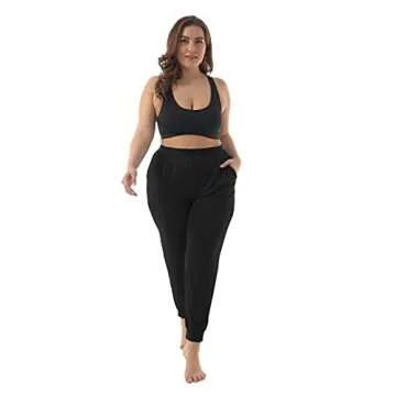 ZERDOCEAN Women's Plus Size Casual Lounge Pants Stretchy Relaxed Jogger Yoga Pants with Pockets