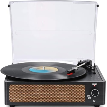 WOCKODER Vintage Vinyl Record Player Turntable with Bluetooth