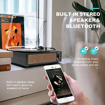 WOCKODER Vintage Turntable Wireless Vinyl Player