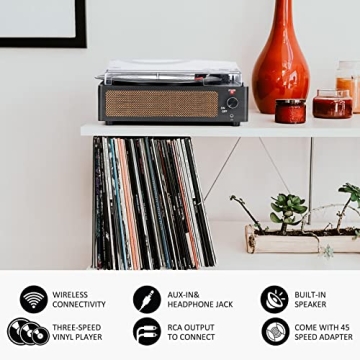 WOCKODER Vintage Turntable Wireless Vinyl Player