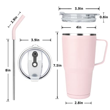 Sursip Insulated 30oz Tumbler with Handle and Straw