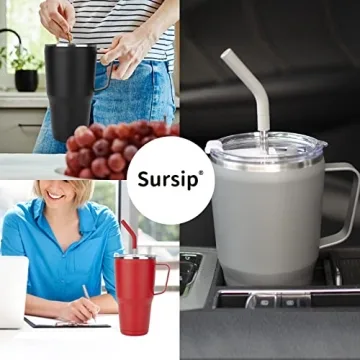 Sursip Insulated 30oz Tumbler with Handle and Straw