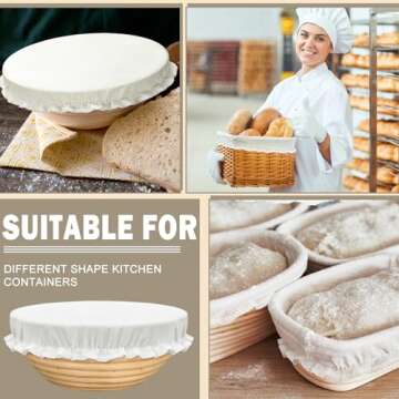 10 Pack Cloth Bowl Covers for Bread Rising Reusable Fabric Bowl Covers 5 Size Stretch Elastic Food S...