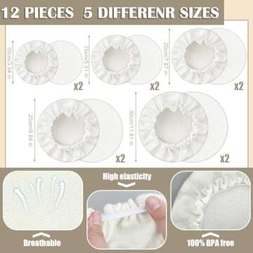 10 Pack Cloth Bowl Covers for Bread Rising Reusable Fabric Bowl Covers 5 Size Stretch Elastic Food Storage Container Covers Cotton Bread Bowl Covers Reusable Lids for Food, Fruits, Leftover(Linen)