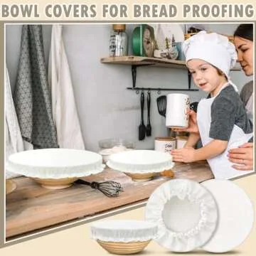 10 Pack Cloth Bowl Covers for Bread Rising Reusable Fabric Bowl Covers 5 Size Stretch Elastic Food Storage Container Covers Cotton Bread Bowl Covers Reusable Lids for Food, Fruits, Leftover(Linen)