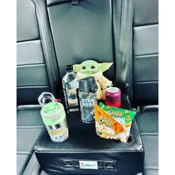 The Original Cup Cozy Pillow Gray-As Seen on TV-The World's Best Couch/Bed/Car Cup Holder for Drinks/Snacks/Remotes! (Black Faux Leather, 5 Hole)