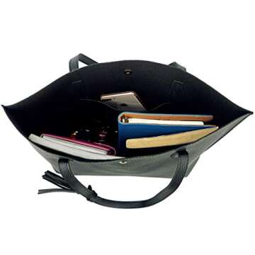 Nodykka Women Tote Bags Top Handle Satchel Handbags PU Faux Leather Tassel Shoulder Purse