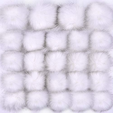 Coopay 24 Pieces Faux Fox Fur Pom Pom Balls DIY Fur Fluffy Pom Pom with Elastic Loop for Hats Keycha...