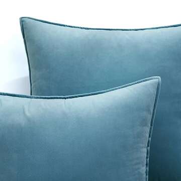 MIULEE Pack of 2 Decorative Velvet Throw Pillow Cover Soft Light Blue Pillow Cover Solid Square Cushion Case for Sofa Bedroom Car 18x 18 Inch 45x 45cm