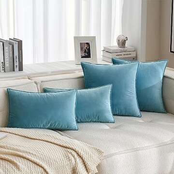 MIULEE Pack of 2 Decorative Velvet Throw Pillow Cover Soft Light Blue Pillow Cover Solid Square Cushion Case for Sofa Bedroom Car 18x 18 Inch 45x 45cm