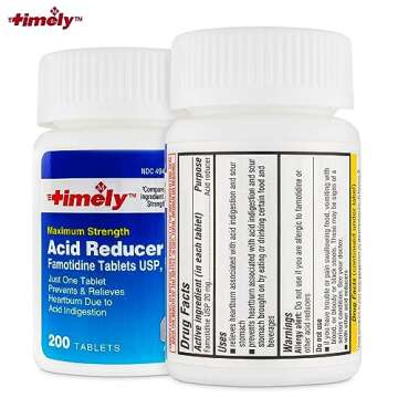 Timely Acid Reducer Famotidine 20mg - 200 Tablets - Compared to the active ingredient in Maximum Strength Pepcid AC - Effective Heartburn Relief for Adults & Children 12 Years & Over